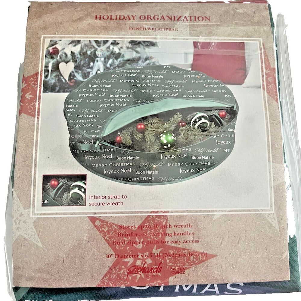 Richard's Christmas Wreath Artificial Bag 30" Dual Zipper Reinforced Handles